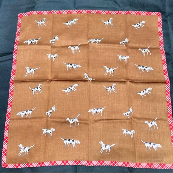 Unused-  DOGS Burberry Men-Women Miniscarf/Handkercotton 19" Dark Brown  Nova(85 - Picture 8 of 9